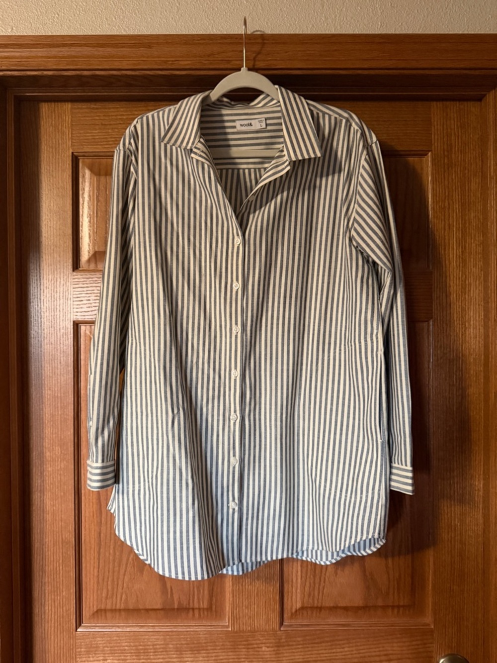Wool& Venice striped button front tunic dress with pockets large